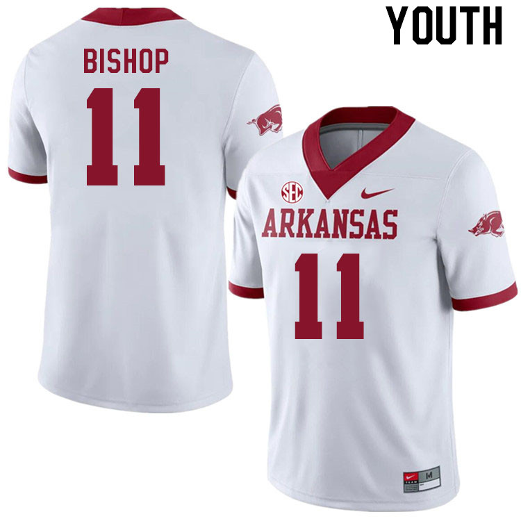 Youth #11 LaDarrius Bishop Arkansas Razorback College Football Jerseys Stitched Sale-Alternate White